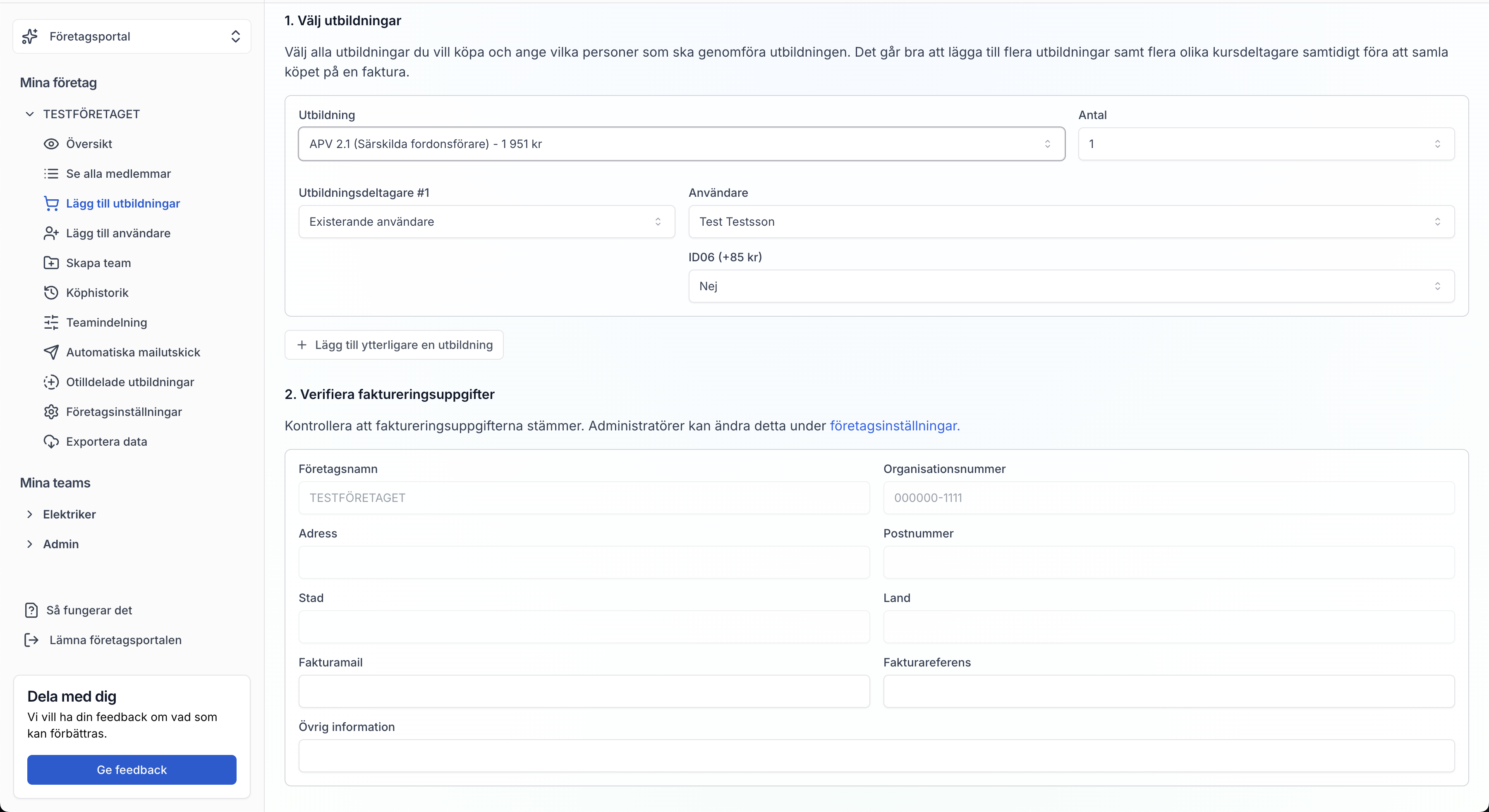 Beviskollen - Lägg till kurser